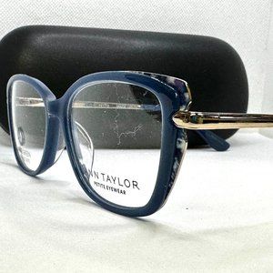 New Ann Taylor 820 Ladies Petite Eyeglass Frame Blue 50-14-135 Green Bio Acetate